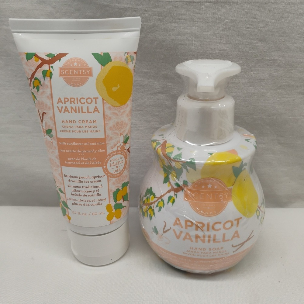 NEW Scentsy Apricot Vanilla Hand Cream & Soap 2pc Lot Set